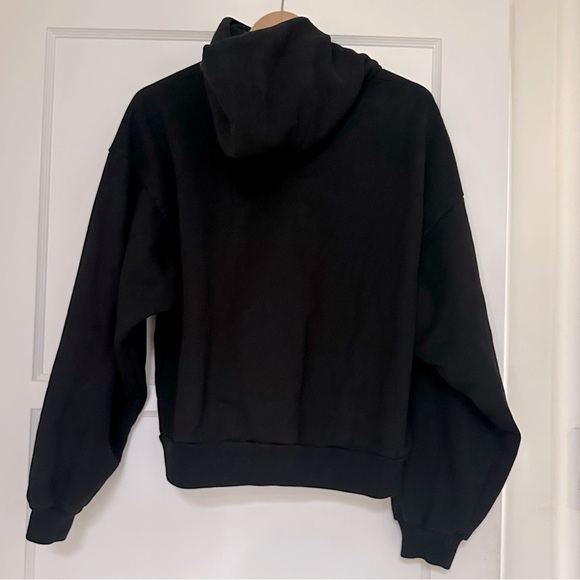 John Elliott Black Oversized Cropped Hoodie Sweatshirt, 1/Small pullover cotton - Picture 12 of 12